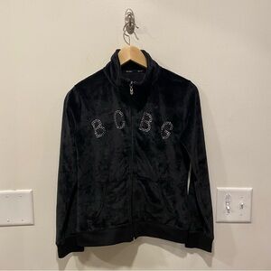 Vintage BCBG Maxazria velour jacket women’s size medium bling crystals Y2k black